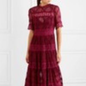 ISO Lace Midi Dress Zimmerman Burgundy XS 0 2